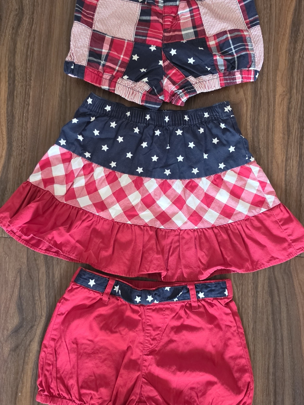 Gymboree Red, Navy & White Star Gingham Tiered Skirt